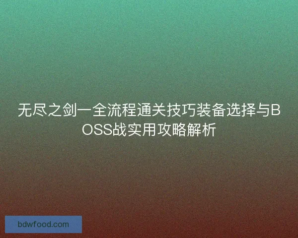 无尽之剑一全流程通关技巧装备选择与BOSS战实用攻略解析