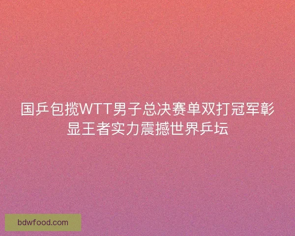 国乒包揽WTT男子总决赛单双打冠军彰显王者实力震撼世界乒坛 国乒包揽WTT男子总决赛单双打冠军彰显王者实力震撼世界乒坛